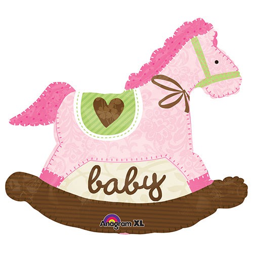 Фольгированные шары/ GRABO / 29 inch BABY PINK ROCKING HORSE